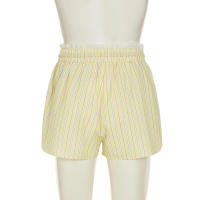Pantalones cortos básicos cómodos e informales sueltos con botones de cintura elástica tejidos a rayas de verano para mujer - details 74
