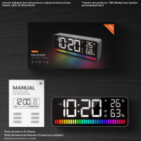 Reloj Electrónico LED recoger luz RGB ritmo luz multifunción Reloj Despertador Doble Carga Control de Sonido - details 4