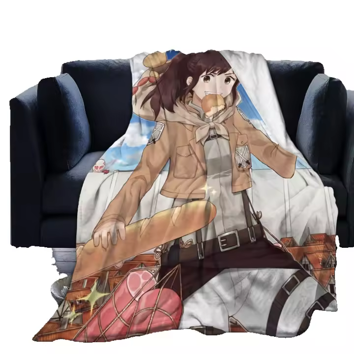 Manta de felpa de microfibra 3D para un mejor sueño, manta de aire acondicionado súper acogedora, Attack On Titan Jean, X177 - 1