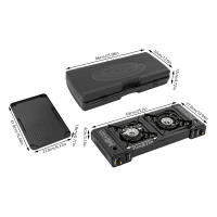 Cncest Estufa de Butano Portátil con Doble Quemador Placa de Horneado para BBQ con Pintura Antideslizante - details 1