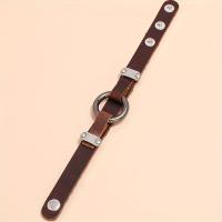 1 unidad de pulsera de cuero de vaca para Hombres, creativa y moderna, joyería, pulsera Punk de Círculo Retro Simple - details 3