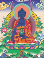 Herbalista Thangka Xizang estilo sala de estar entrada Nepal bordado pintado a mano retrato trompeta - details 5