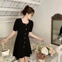falda básica de hombro plano delgada de talla grande con falda negra pequeña que abraza la cintura para mujer - details 4