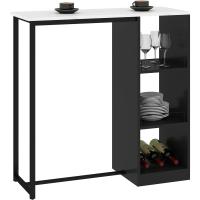 Mesa de bar, mesa alta de cocina, comedor de pie, marco de acero, bandeja de madera, aspecto mármol, 105 x 40 x 105 cm, color blanco - details 0