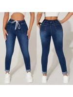 Pantalones vaqueros de mezclilla con cordón en la cintura para mujer, pantalones de tubo elásticos de cintura alta, pantalones de mujer - details 1