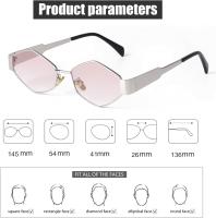 Gafas de sol para mujer, vintage, estrechas, hexagonales, montura de metal, retro, UV400 - details 6