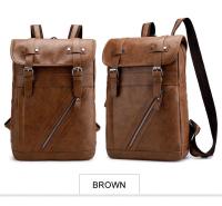 Mochila de cuero para hombre y mujer, morral de estilo universitario, resistente al agua, sencillo y Popular, estilo Retro coreano - details 19