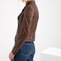 Chaqueta de Mujer de Cuero Sintético Estilo Varsity Moto Biker Bomber Ligera Casual Outerwear Short Coats con Cierre de Cremallera y Forro de Poliéster Adecuada para Otoño e Invierno - details 27
