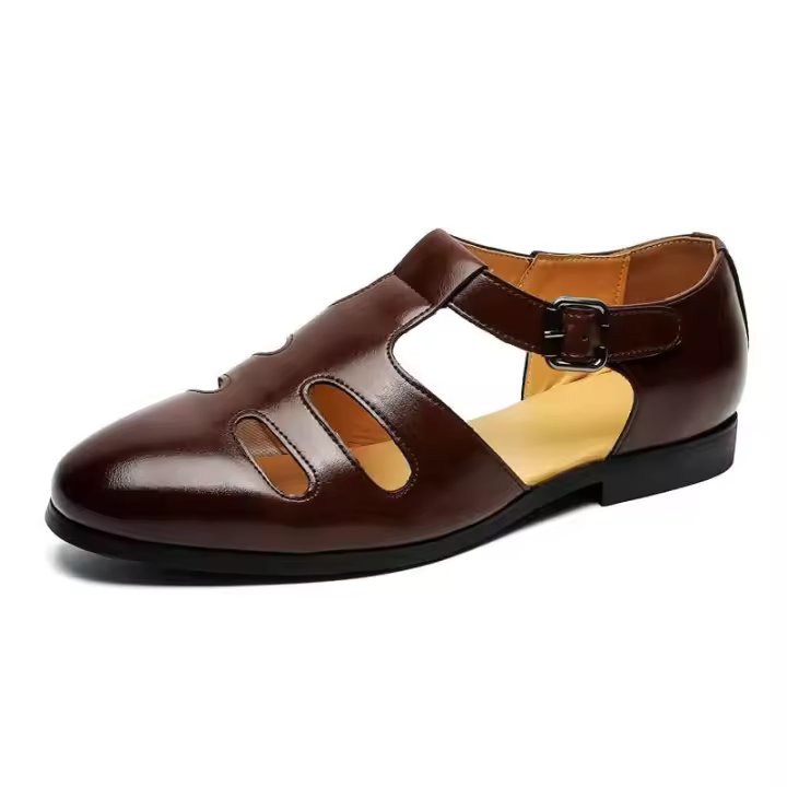 Sandalias de cuero suave de Pu, zapatos de playa cómodos hechos a mano, correa de hebilla de verano para hombre, zapatos casuales para exteriores - 1