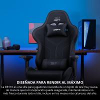 DR110 - Silla Gaming Profesional, Tejido Tejido Alta transpirabilidad, reposabrazos 4D, Ruedas silenciosas, pistón Clase 4, inclinación, cojín Lumbar y Cervical, Color Negro - details 7