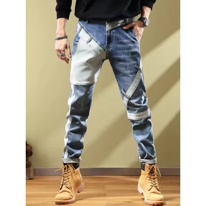 Jeans de Motocicleta Denim Pantalones Azules para Hombres de Alta Calidad con Bolsillos Elásticos - 1