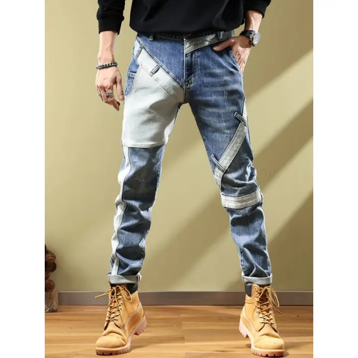 Jeans de Motocicleta Denim Pantalones Azules para Hombres de Alta Calidad con Bolsillos Elásticos - 1