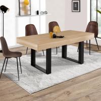Mesa de comedor extensible rectangular para 6-10 personas, madera y negro, 160-200 cm - details 16
