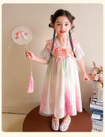 Vestido de princesa mejorado estilo Tang antiguo Hanfu con hombros descubiertos y nube de encaje bordado edición china de verano para niñas - details 15