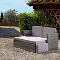 Sofá de Ratán con Taburete Reposapiés