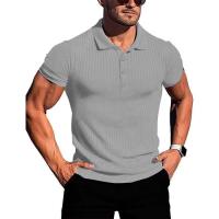 Ropa deportiva para correr para hombre, poste de pie de manga corta de alta elasticidad de verano, suéter básico de punto fino - details 48