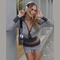 BUNO-Conjunto de 2 piezas para mujer con diseño de Patchwork Nibber, Chaqueta de punto de otoño, nueva tendencia, Chaqueta de punto corto con cremallera, pantalón corto grueso, ropa informal y sencilla - details 8