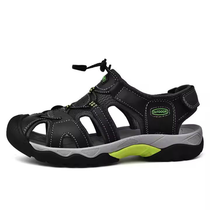 Sandalias deportivas de cuero con punta cerrada para hombre, calzado atlético para exteriores, senderismo, playa, barco y Pesca - 1