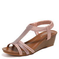 Sandalia One Belt Sandalias romanas informales Nueva moda media Zapatos cómodos de tacón inclinado para mujer - details 3