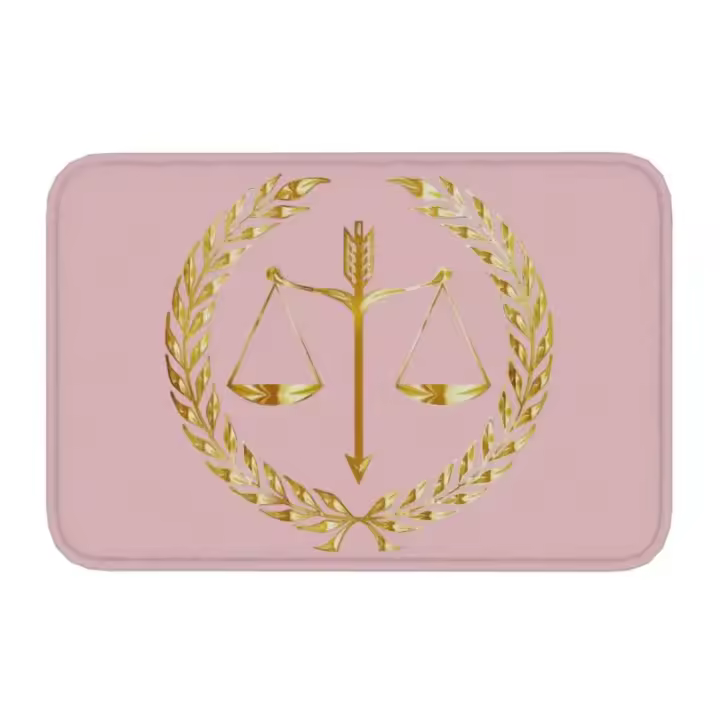 Alfombra de Entrada de Franela Dorada de Escala de Justicia Antideslizante, Adecuada para Dormitorio y Sala de Estar - 1