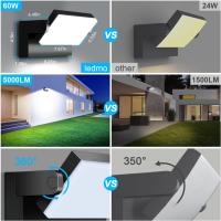 Apliques LED 60W Pared Exterior Interior 360 °   Rotación Negra Lámpara de Pared para Entrada Terraza Pasillo Focos LED Exterior 5000 Lumen Blanco Cálido 3000K Impermeable - details 19