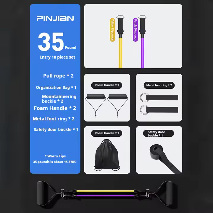 Juego de cuerdas para tirar, bandas de resistencia, equipo de Fitness portátil, expansor de pecho, correa de tobillo, banda elástica para ejercicio - 1