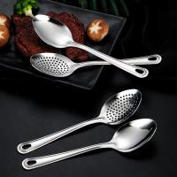 Colador de acero inoxidable pulido, cuchara para sopa, cabezal puntiagudo, filtro de aceite multifuncional, colador, cuchara de sopa para el hogar - details 17