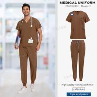 Uniformes médicos de hospital transpirables para hombres y mujeres, conjuntos de uniforme de enfermería de manga corta, ropa de trabajo para médicos y enfermeras. - details 8