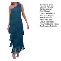 BUNO-Vestidos asimétricos con flecos en los hombros, moda entre las mujeres,Vestido de fiesta de cóctel de primavera y verano, elegante vestido de noche con borlas y flecos para mujer, largo de un hombro para fiesta de cóctel - details 1