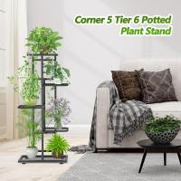Estante de Almacenamiento para Plantas Metal Negro, Herramientas de Jardín y Guantes, 141 cm, Para Interior y Exterior, Escaleras para Plantas, para Balcón - details 66