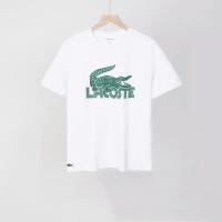 Camiseta Deportiva de Algodón Puro para Hombres Cuello Redondo, Estampado de Logotipo Delantero, Estilo Básico Casual para el Verano - details 0