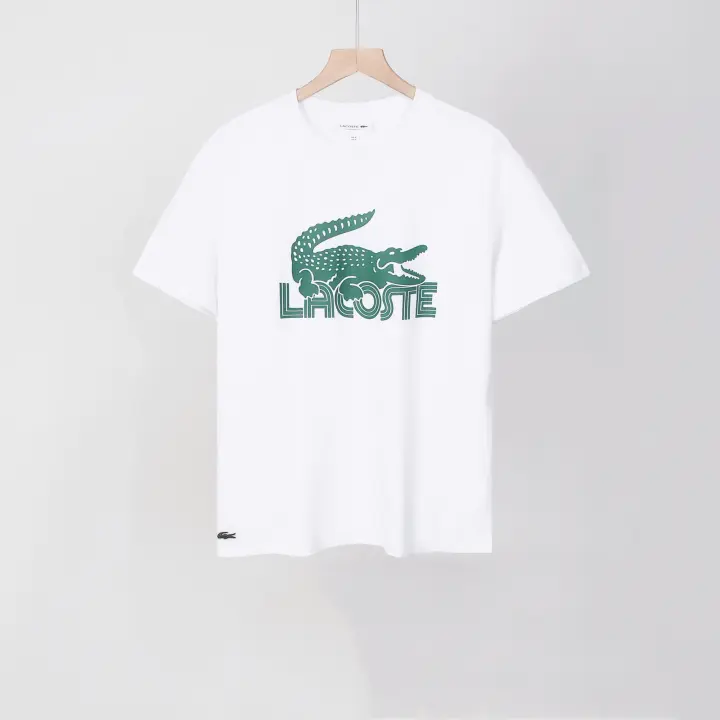 Camiseta Deportiva de Algodón Puro para Hombres Cuello Redondo, Estampado de Logotipo Delantero, Estilo Básico Casual para el Verano - 1
