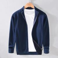 Suéter de cuello alto con cremallera para hombre, cárdigan de moda multifuncional retro informal ajustado de color sólido para invierno - details 2