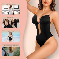 Ropa interior Invisible con escote en U y espalda descubierta, Body con escote en V profundo, sujetador de realce, modelador de cuerpo completo, Tanga sin costuras, bragas debajo del vestido - details 6