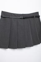 Moda de otoño para mujer, cinturón plisado, falda lateral color crema, miniculottes informales de estilo alto - details 5