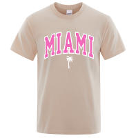 Camiseta holgada informal con letras para hombre, ropa de algodón con estampado de dibujos animados, cuello redondo, Miami Seaside City - details 14