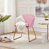 Terciopelo Sillon para Dormitorio Silla para Comedor Cocina Pata Metal Silla Sala de Estar Rosa Claro - details 1