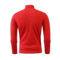 Camiseta de manga larga con cuello medio alto para hombre, Jersey informal de Color sólido, ropa interior - details 4