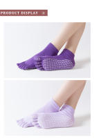 Calcetines de Yoga antideslizantes para mujer, medias de cinco dedos, sin espalda, algodón, silicona, 5 dedos, Ballet, gimnasio, Invierno - details 7