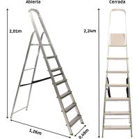 Escalera de Aluminio Antideslizante Ligera y Resistente 6 Peldaños con Gancho de Pared Multiusos - details 6