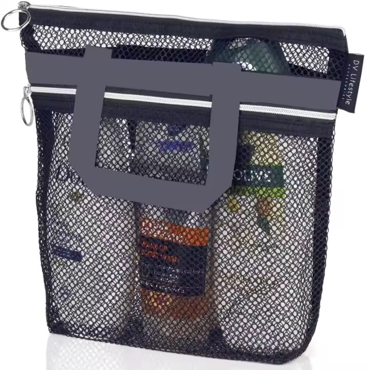 Bolsa de playa de malla portátil, organizador multifuncional de artículos de tocador, bolsa de almacenamiento para cosméticos de ducha, bolsa de viaje transparente para lavado y baño - 1