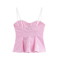 Nueva Moda Primavera OUWU Conjunto de Camisa de Manga Larga y Pantalones de Popelina a Rayas para Mujer con Cinturón - details 9