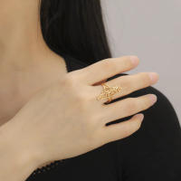 Anillo de Acero Inoxidable Dorado con Mapa de Palestina Ajustable para Hombres y Mujeres - details 7