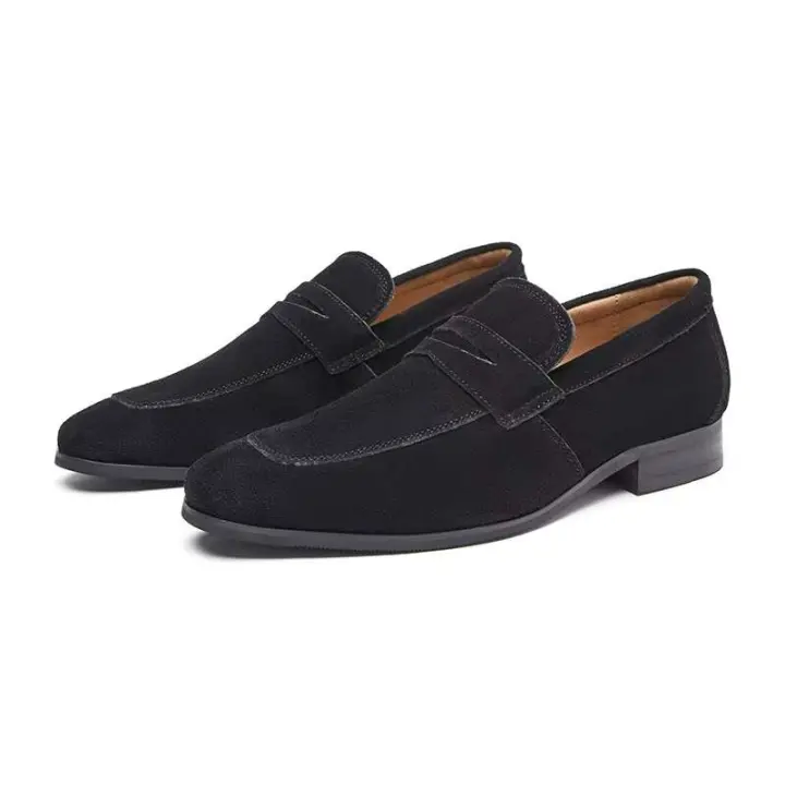 Zapatos informales de diseñador de moda de gamuza hechos a mano Oxford formales para hombre con logo Dropshipping - 1