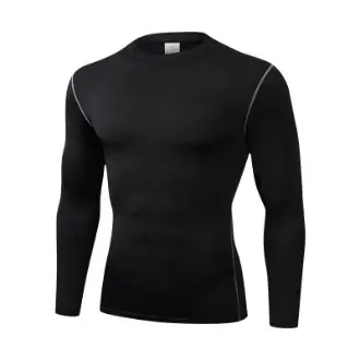 Camiseta deportiva de manga larga para hombre 2025 con alta elasticidad y mangas largas de color sólido de secado rápido - 1