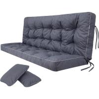 Cojines de Asiento y Respaldo Impermeables Diseño Acolchado y Correas 100 cm Marrón - details 27