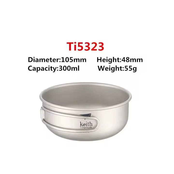 Villa de titanio ultraligera, cuenco con asa plegable para acampar al aire libre, 300ml/600ml - 1