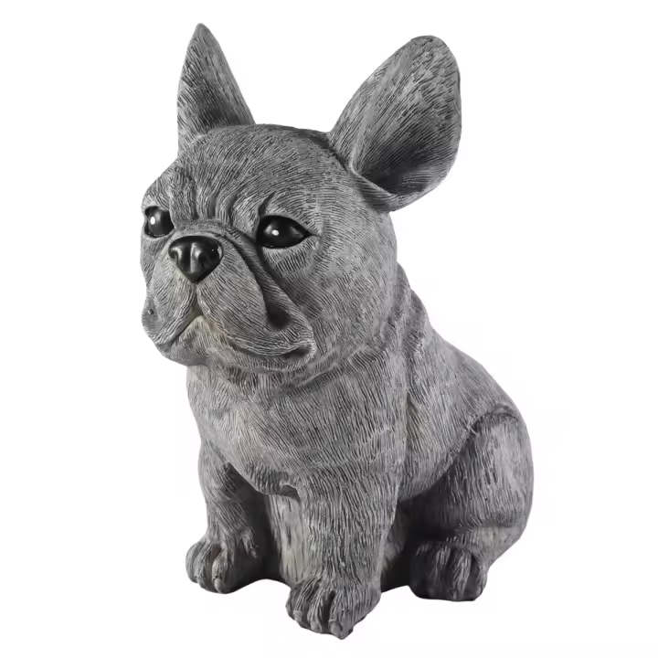 Estatua de perro para decoración de Jardín, Escultura de Perro salchicha y Bulldog Francés, Adornos para el hogar, 17x12x11cm - 1