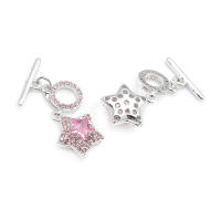 2 juegos de cierres de palanca de estrella redonda de circonio de latón, cierres de conexión para pulsera, materiales para hacer joyas Diy, sitio web oficial de Rosediy - details 1