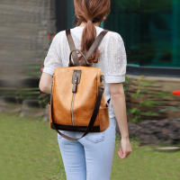 Mochila de viaje para mujer de cuero PU vintage gran capacidad bolsa escolar para adolescente bolsa de negocios femenina bolsa de lujo - details 3
